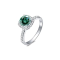 Luxuriöser Silberring mit grünem Moissanit-Haloschmuck und Pavé-Schiene - US 5 / Quadratischer Halo-Ring (1 Karat)