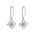 Orecchini a quadrifoglio in argento sterling 925 con scintillanti pietre di moissanite - Stile Quadrifoglio Vuoto (XEZ045) / Con Scatola Regalo Certificato GRA / Argento