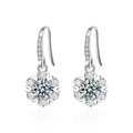 Elegant 925 silver snowflake earrings featuring brilliant moissanite stone pavé settings - 925 Silver / 0.5 Carat Moissanite