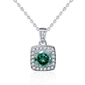 Elegante Halskette aus 925 Sterlingsilber mit grünem Moissanit-Anhänger im Halo-Design - Quadratische Halo-Halskette (1 Karat)