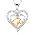 Pendentif cœur en argent 925 avec moissanite champagne et accents étincelants - Argent Sterling 925 (Plaqué Or Blanc) / Moissanite Champagne 2ct