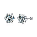 Classic S925 sterling silver six-prong moissanite stud earrings with secure screw backs - 0.5 Carat Moissanite (Screw Back) / White Gold