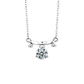 Élégant collier zodiaque en argent S925 avec pendentif brillant en moissanite ronde - Balance 23 Sept-23 Oct (Couleur Or Blanc)
