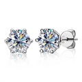 Classic six-prong moissanite stud earrings in S925 sterling silver with round cut stones - Beaded Border Style / 0.5ct Moissanite / White Gold