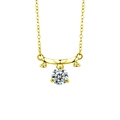 Collier zodiaque en argent S925 doré avec pendentif moissanite ronde sur chaîne en O - Balance 23 Sept-23 Oct (Couleur Or)