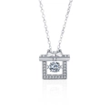Κολιέ από ασήμι 925 με μενταγιόν κουτί δώρου moissanite και σχέδιο φιόγκο - Ασήμι 925 / Χορευτικός Μωισσανίτης 50 Πόντων