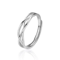 Polished 925 silver interlaced wave ring with adjustable open band for couples - Adjustable Open / Men's Plain Band