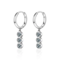 Elegant 925 sterling silver drop earrings featuring three stacked moissanite stones - 925 Silver / Silver (Moissanite 0.1ct * 6pcs)