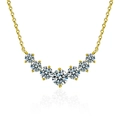 Collier sourire en argent 925 avec sept pierres moissanite et finition dorée - Collier Sept Princesses (Moissanite 1.7 Carats) / Or