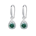 Elegant 925 silver pear-shaped drop earrings featuring a brilliant green moissanite stone - Water Drop Stud