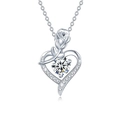 925 silver heart rose pendant necklace with Moissanite stone and white gold finish - 0.8ct Moissanite / White Zircon