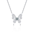 Elegante collana a farfalla in argento sterling 925 con pietra moissanite centrale - Ciondolo Farfalla con Moissanite da 0,5ct / Argento