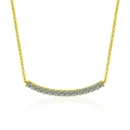 Elegant 925 sterling silver curved smile pendant necklace with golden moissanite stones - 1.3ct Moissanite / Gold