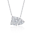 Collana in argento 925 con ciondoli in moissanite rettangolare e a forma di cuore - Moissanite da 1.5 Carati / Argento 925