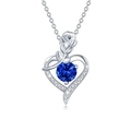 925 silver heart rose pendant necklace featuring a deep blue gemstone and sparkling accents - 1 Carat Moissanite / Royal Blue Rhinestone