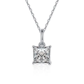 Collar clásico de moissanita de corte princesa en plata de ley 925 con acabado pulido - Moissanita de 1 Quilate / 5.5mm