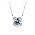 Collier en argent S925 avec pendentif en moissanite ronde à coupe brillante - Argent 925 / 1 Carat Moissanite