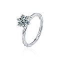 S925 sterling silver twist band moissanite ring with classic six-prong setting - Style 5 / One Carat Moissanite (White Gold Color)