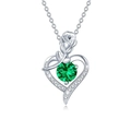 925 silver necklace with heart rose pendant featuring a brilliant green gemstone - Green Zircon