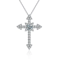 Funkelnde S925 Sterlingsilber Moissanit Kreuz Halskette mit edler Spiegelreflexion - 925er Silber / 0,5 ct Moissanit