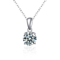Classic 925 sterling silver moissanite pendant necklace with 4-prong round cut stone - 2 Carat Moissanite / 925 Silver