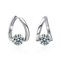 925 sterling silver hoop earrings with round cut moissanite drop and mirrored reflection - 1 Carat + 1 Carat Moissanite (With GRA Certificate Gift Box) / 925 Sterling Silver (White Gold Plated)