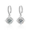 Moissanite windmill drop earrings in S925 sterling silver with polished mirror reflection - 1ct + 1ct Moissanite / 925 Silver