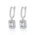 Boucles d'oreilles moissanite en argent 925 avec taille Radiant et fermoirs en U allongés - 2ct Moissanite/Paire (Taille Radiant) / Argent Sterling 925 (Plaqué Or Blanc)