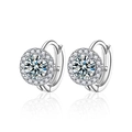 Pendientes de girasol en plata S925 con moissanita brillante y reflejo de espejo nítido - Plata de Ley 925 (Bañado en Oro Blanco) / Moissanita de 0,5 ct