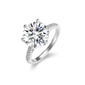 Classic six-prong S925 silver moissanite ring with pavé-set round brilliant cut stones - US 5 / Platinum (Moissanite with GRA Certificate)