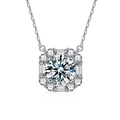 Collana con ciondolo a cubetto in argento S925 e pietra moissanite taglio brillante - Moissanite da 3 Carati (Con Certificato GRA) / Argento Sterling 925 (Placcato Oro Bianco)