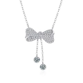Sparkling Moissanite butterfly tassel necklace in 925 silver with elegant bow pendant - Tassel Bowknot Style / 925 Silver