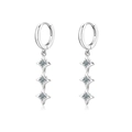 Boucles d'oreilles pampilles en argent 925 avec moissanite ronde et design triple étoile - Argent Sterling 925 (Plaqué Or Blanc) / Argenté