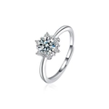 Eleganter S925 Sterling Silber Schneeflockenring mit Moissanit und offenem Design - Moissanit (Weißgold beschichtet) / Einstellbar Offen