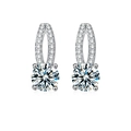 Elegante 925 Sterling Silber Moissanit Ohrringe mit runden Solitär-Ohrsteckern - Runder Brillantstil (XEZ051) / Weißgold