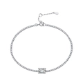 S925 sterling silver tennis bracelet with emerald cut moissanite and lobster clasp - 1ct Moissanite Bracelet(5*7mm) / 925 Silver