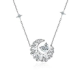 925 sterling silver moon and heart moissanite necklace with star accents for women - 0.5 Carat Moissanite / 925 Sterling Silver (White Gold Plated)