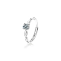 Adjustable S925 sterling silver twist ring with round moissanite stone - Adjustable Open / Female Ring (0.5 Carat Moissanite)