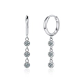 Elegant 925 sterling silver tassel earrings with three vertically set moissanite stones - Moissanite Style