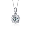 Elegante Halskette aus S925 Sterlingsilber mit funkelndem Moissanit-Windmühlen-Anhänger - 925 Sterling Silber (Weissgold Beschichtet) / Moissanit (50 Punkte)