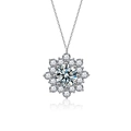 S925 sterling silver sunflower pendant necklace with brilliant moissanite stone - 1 Carat Moissanite Pendant (S925 Silver) / Silver