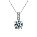 Classic S925 sterling silver four-prong moissanite necklace with round brilliant pendant - 925 Sterling Silver (White Gold Plated) / 1 Carat Moissanite