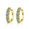 Pendientes huggie en plata 925 dorada con cinco piedras de moissanita de corte redondo - Plata 925 / Dorado