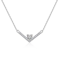 S925 sterling silver V-shaped heart pendant necklace with shimmering moissanite accents - 0.5 Carat Moissanite / 925 Sterling Silver (White Gold Plated)