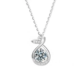 Elegant S925 sterling silver moissanite fishtail pendant necklace for women - 925 Sterling Silver (White Gold Plated) / 1 Carat Moissanite