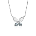 S925 sterling silver butterfly pendant necklace with marquise and round moissanite stones - 60 Pts Moissanite / White Gold
