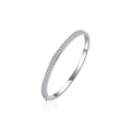 Sparkling S925 sterling silver moissanite bangle with a polished hinge closure for women - Inner Diameter 50x60mm / Silver