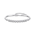 Elegant S925 sterling silver adjustable bangle featuring ten sparkling moissanite stones - 56mm / Row Drill Bangle (Moissanite 3mm*9 Stones)