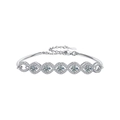 Adjustable S925 sterling silver moissanite bracelet with infinity links and sparkling stones - Moissanite Bracelet (Moissanite 4mm*5) / 925 Sterling Silver (White Gold Plated)