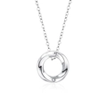 S925 sterling silver Mobius necklace with a heart-shaped dancing stone pendant - Men's Style (XMZ099) / 925 Sterling Silver (White Gold Plated)